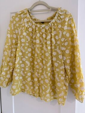 Ann Taylor Yellow Floral Peasant Blouse